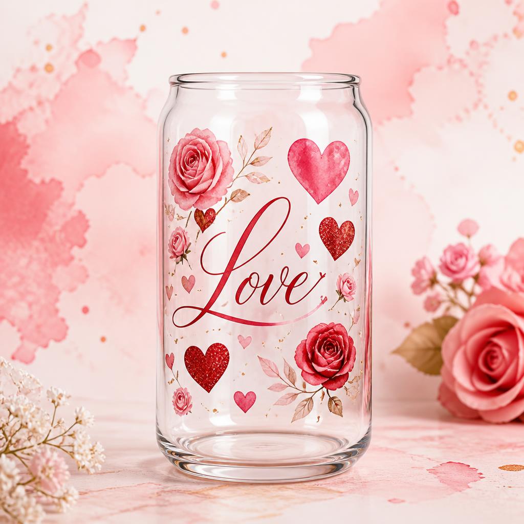 Love in Bloom Glass Can