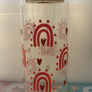 Heart Rainbow Glass Can 20oz