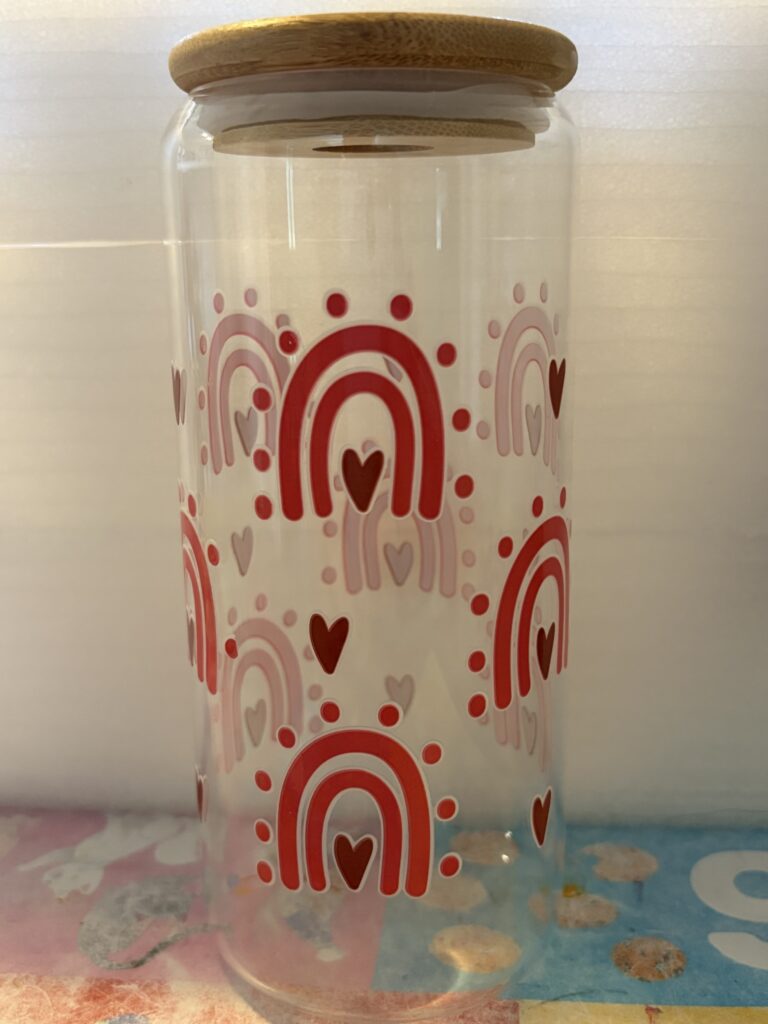 Heart Rainbow Glass Can 20oz