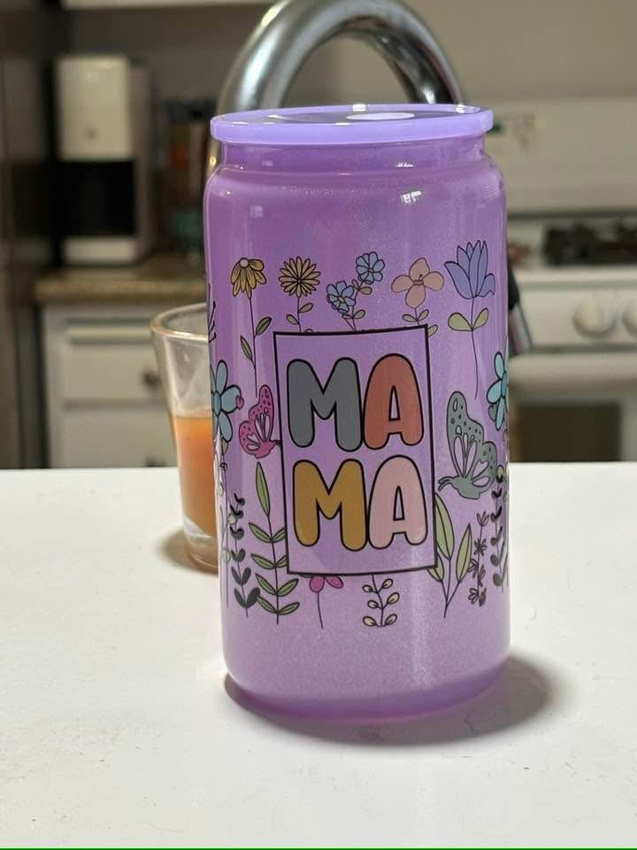 Lavender Mama Wildflower Glass Can